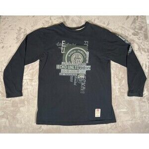Vtg Y2k Faded Black Ecko Unltd Long Sleeve Shirt Mens Size L Hip Hop Skater